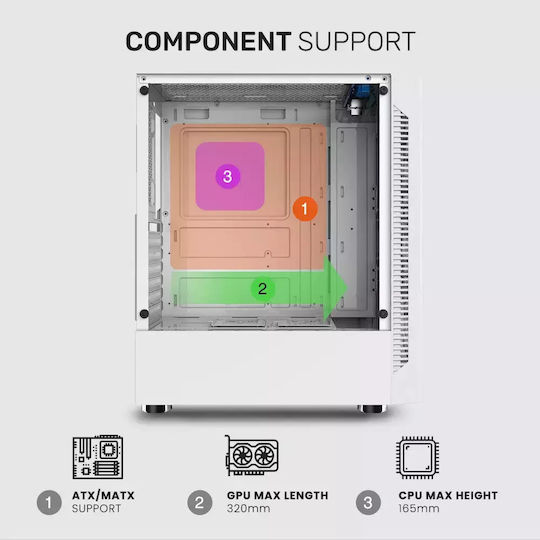 Armaggeddon Tritron 3 Gaming Midi Tower Computer Case with Window Panel and RGB Lighting Black