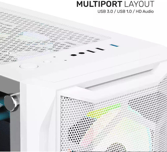 Armaggeddon Tritron 2 Геймърско бюро Midi Tower Компютърна кутия със страничен прозорец и RGB осветление Черен