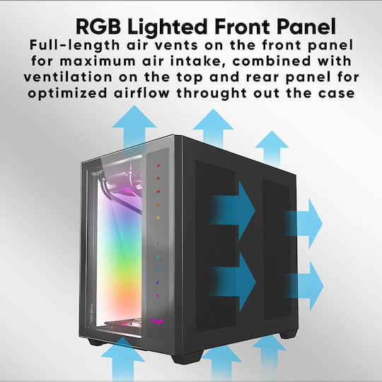 Armaggeddon TESSARAXX Core 12 Air Gaming Midi Tower Computer Case with Window Panel and RGB Lighting White