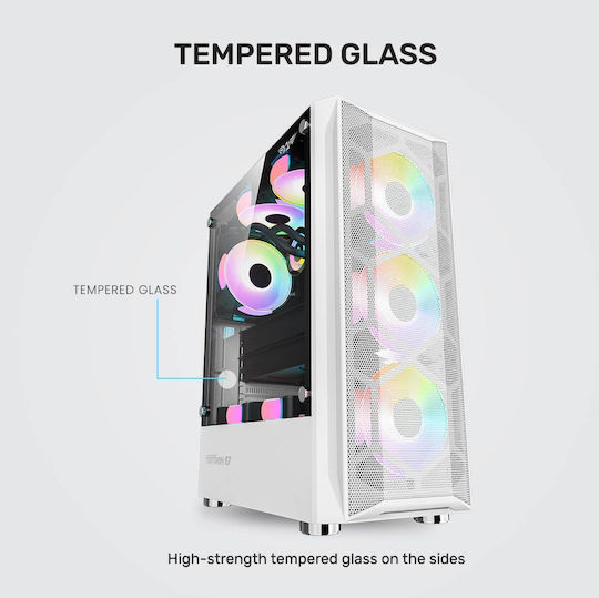 Armaggeddon Tritron 3 Gaming Middle Tower Carcasă Calculator cu Fereastră Laterală și Iluminare RGB Alb