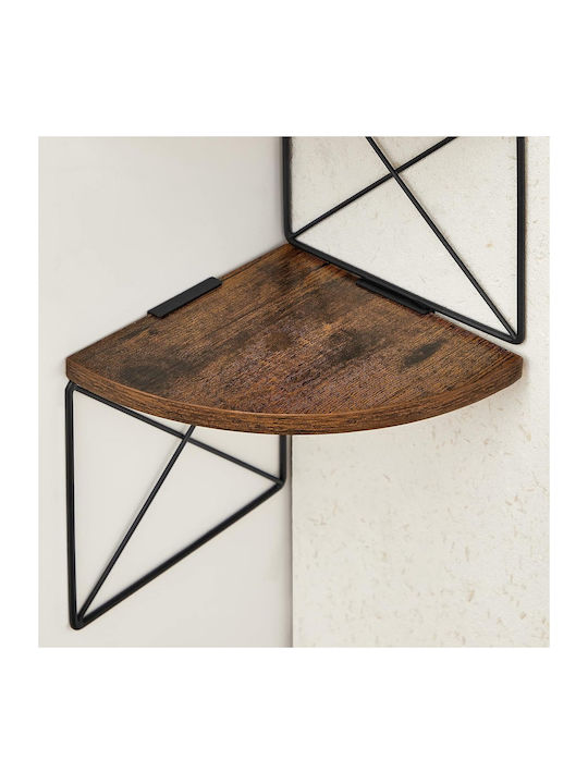 Γωνιακό Ράφι Τοίχου Rustic Brown and Black 20x20x128εκ.