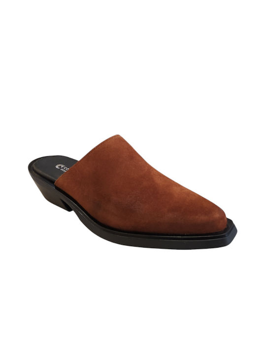 Commanchero Original Heel Leather Mules Tabac Brown