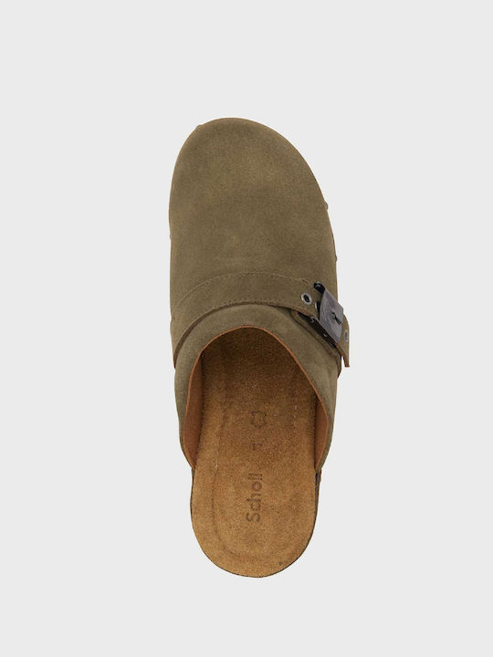 Scholl Heel Mules Khaki