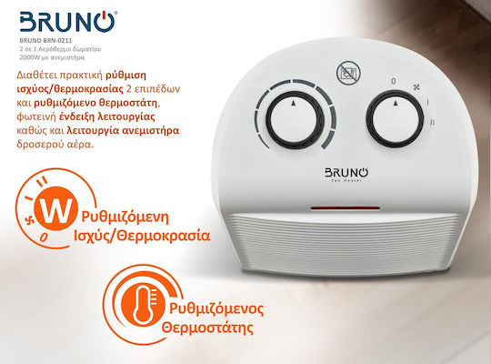 Bruno Fan Heater Room Floor White 2000W
