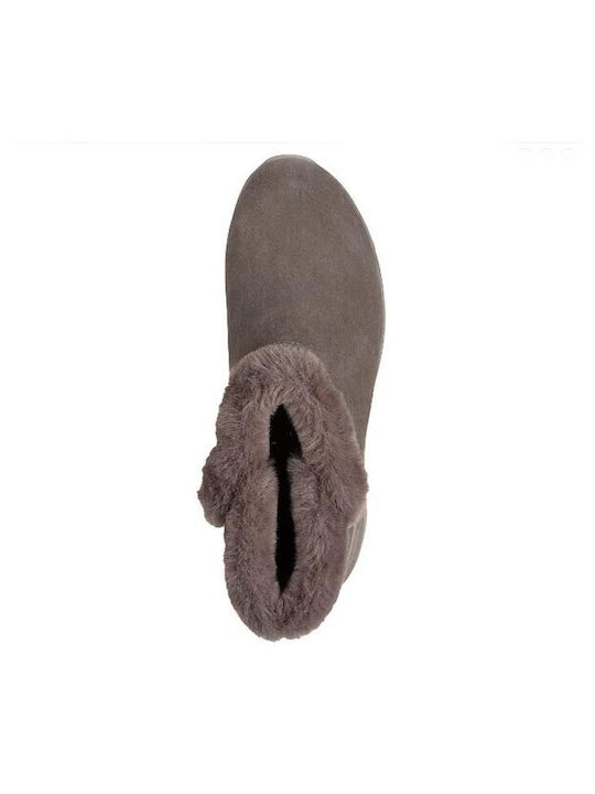 Stellar Suede Γυναικεία Μποτάκια με Γούνα Καφέ