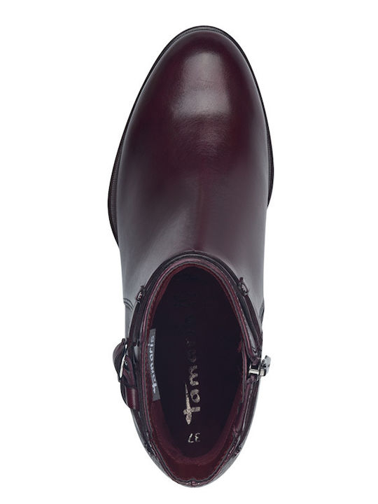 Leather Women's Ankle Boots Burgundy