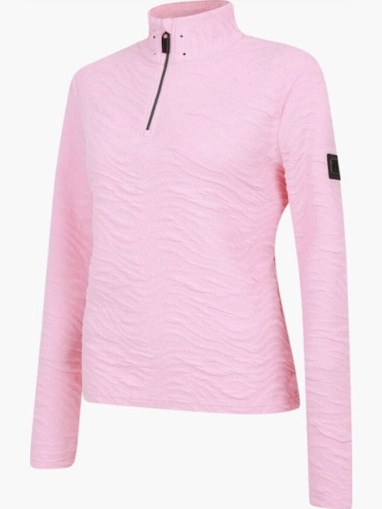Damen Bluse Langärmelig mit Reißverschluss Rosa