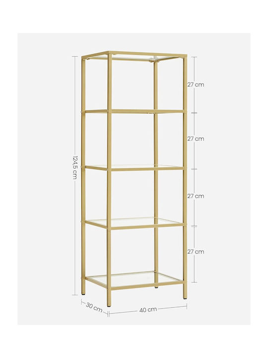 Bookcase Gold 40x30x124cm