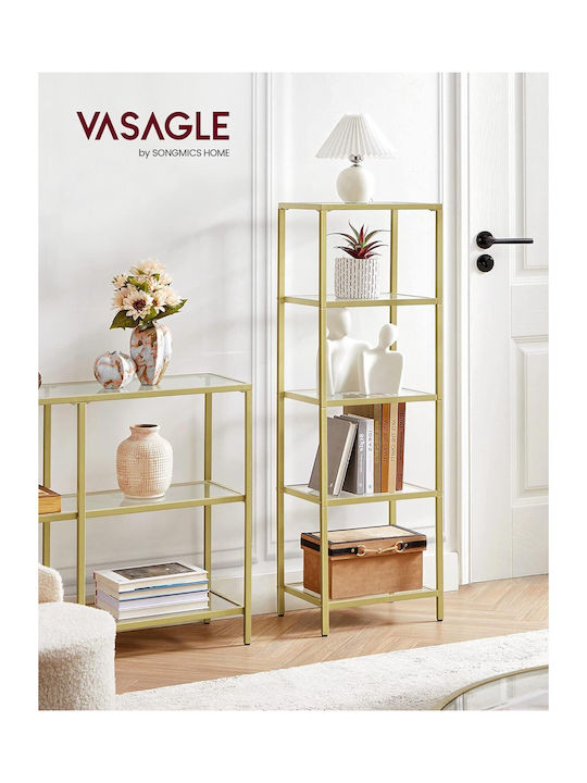 Bookcase Gold 40x30x124cm