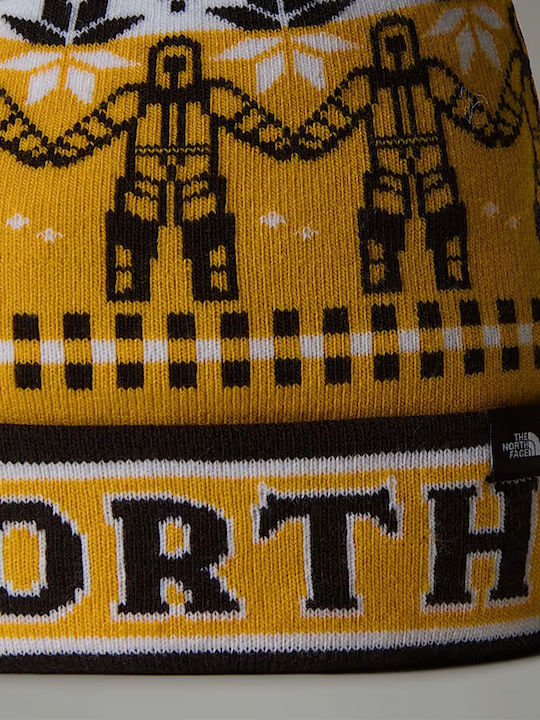 Pom Pom Beanie Unisex Beanie Knitted in Yellow color