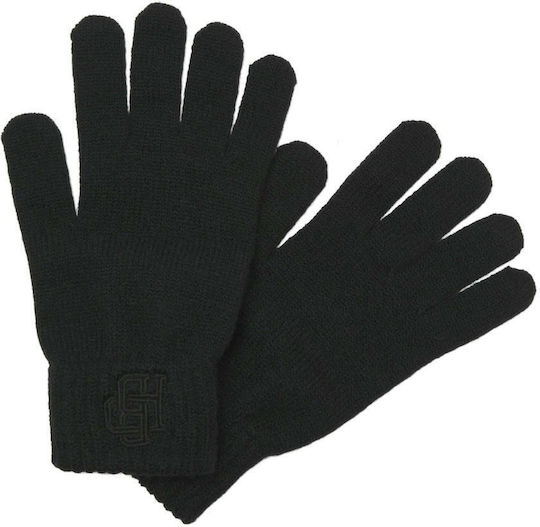 Männer Set mit Beanie Gestrickt in Schwarz Farbe