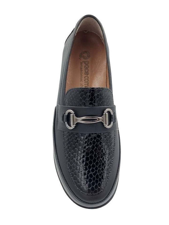 Leather Women's Moccasins in Black Color