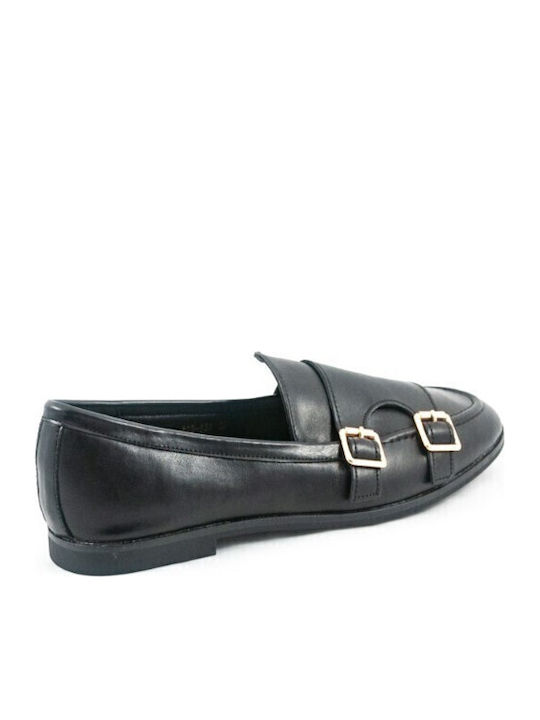 Leder Damen Loafers in Schwarz Farbe
