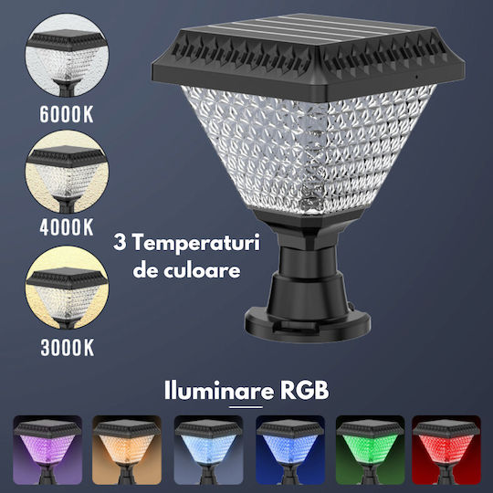Stâlpi de Lumină Solară pentru Grădină Garduri Led 6 Culori Rgb 3 Moduri de Iluminare Neutru Cald Rece Rezistent la Apă Rezistent la Intemperii Ip65 Panou Fotovoltaic de Înaltă Eficiență Iluminare