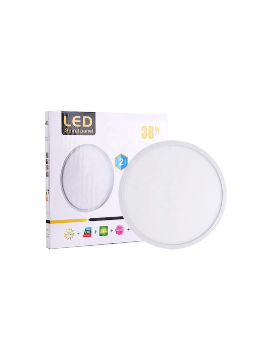 Στρογγυλό LED Panel 38W με Θερμό Λευκό Φως 3000K