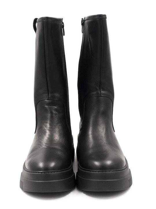 Leder Damenstiefel Schwarz