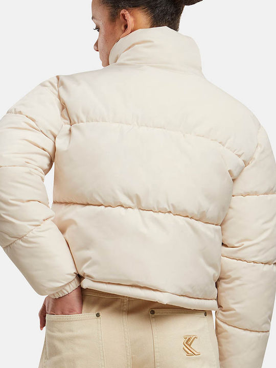 Karl Kani Kurz Damen Puffer Jacke für Winter Beige