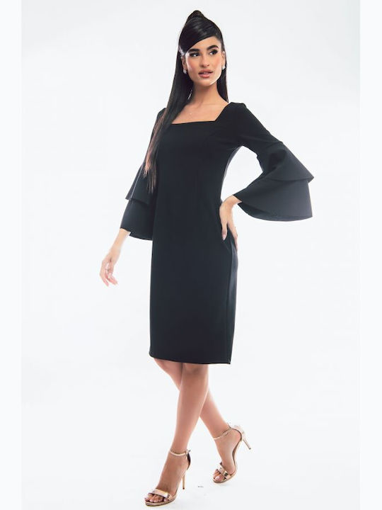Midi Damenkleid für Hochzeit - Taufe Schwarz