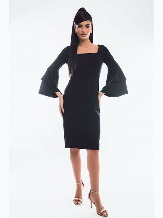 Midi Damenkleid für Hochzeit - Taufe Schwarz