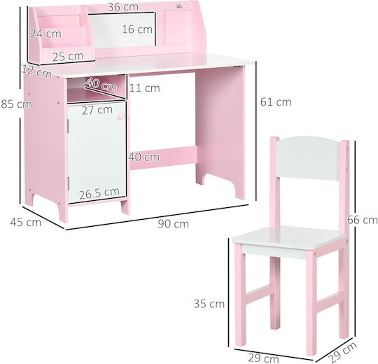 Kids Desk made of Melamine Pink 90x45x85cm