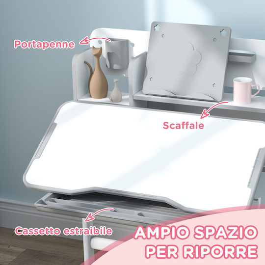 Kinder Schreibtisch Grau 80x55x92,5-107,5cm Kinder Schreibtisch Grau 80x55x92,5-107,5cm