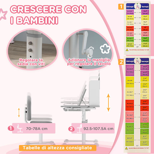 Παιδικό Γραφείο από Μελαμίνη Γκρι 80x55x92.5-107.5cm