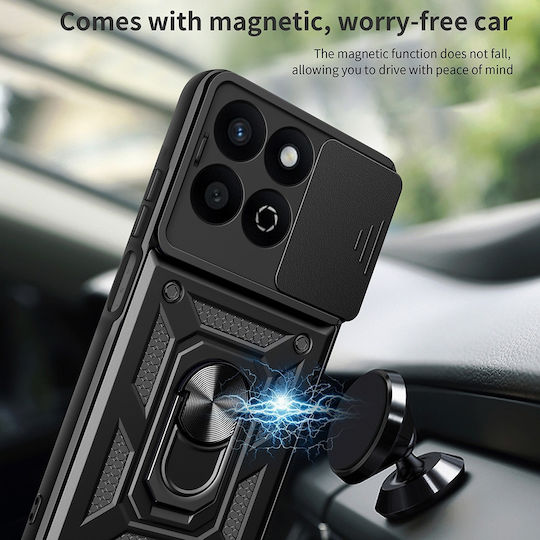 Techsuit Camshield Umschlag Rückseite Silikon / Kunststoff Schwarz (Honor 200 Smart)