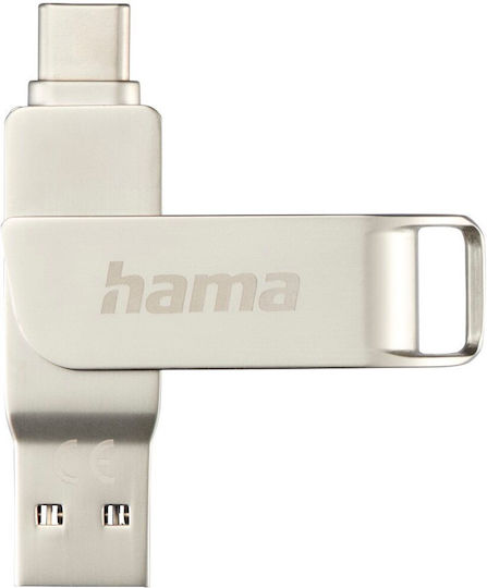 HAMA 128GB USB 3.1 Stick με σύνδεση USB-C Ασημί