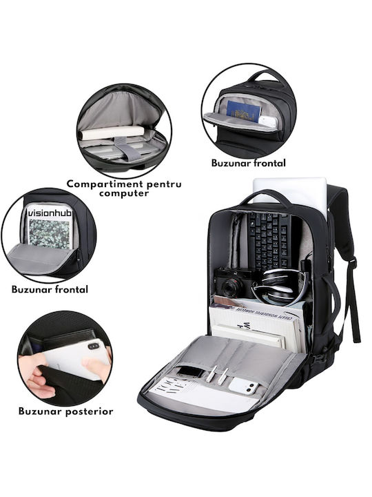 Travel Backpack 17-inch Laptop Space Expandable Waterproof Ideal Flights Cabin Compatible Visionhub Multifunctional Backpack Usb Charging Port Pockets