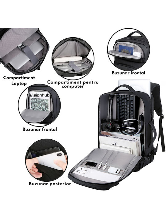 Travel Backpack 17-inch Laptop Space Expandable Waterproof Ideal Flights Cabin Compatible Visionhub Multifunctional Backpack Usb Charging Port Pockets