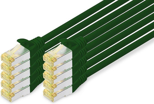 Digitus S/FTP Cat.6a Ethernet Network Cable 0.5m Green 10 Pieces