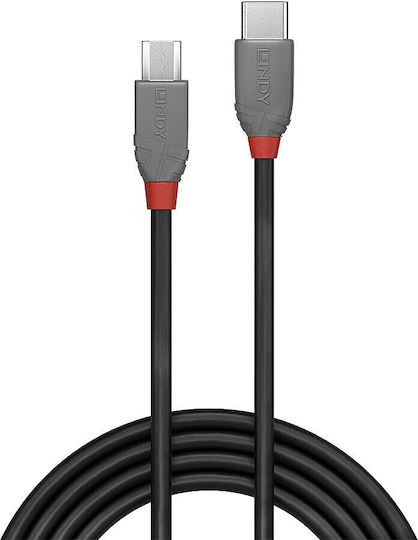 Lindy USB 2.0 Cable USB-C male - micro USB-A Μαύρο 0.5m 36890