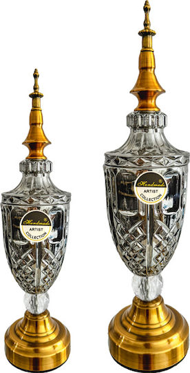 Karvounis Vintage Φοντανιέρα Glas mit Deckel und Ständer 38x9.5cm Gold Karvounis Vintage Φοντανιέρα Glas mit Deckel und Ständer 38x9.5cm Gold