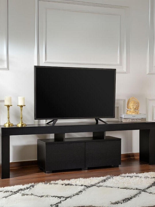 TV Stand Wooden Enclave Black Velvet-Black Metal L180xW31.3xH50cm