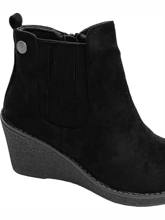 Suede Γυναικεία Μποτάκια με Πλατφόρμα Μαύρα