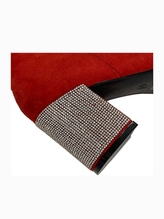 Wildleder Stiefeletten Damen Rot