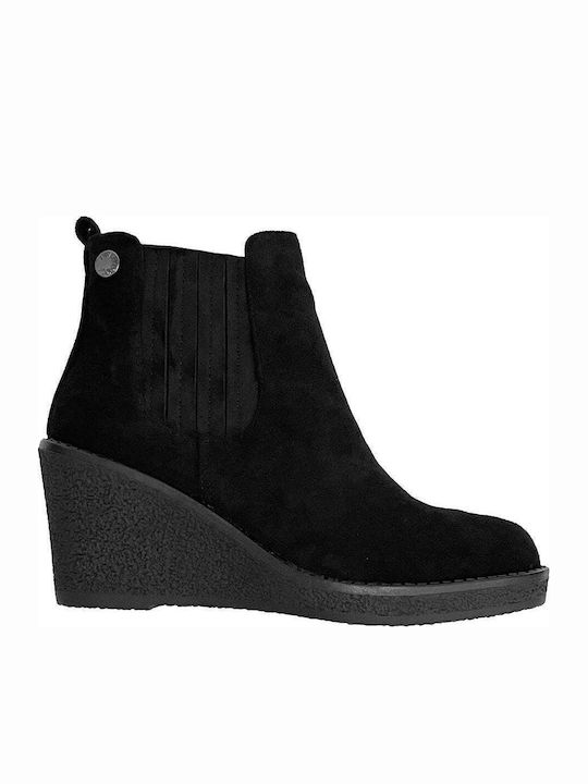 Suede Γυναικεία Μποτάκια με Πλατφόρμα Μαύρα