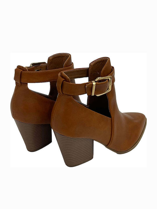 Suede Women's Ankle Boots with High Heel Tabac Brown