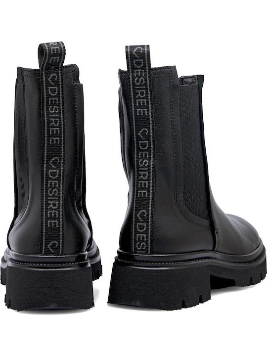 Leder Stiefeletten Damen Schwarz