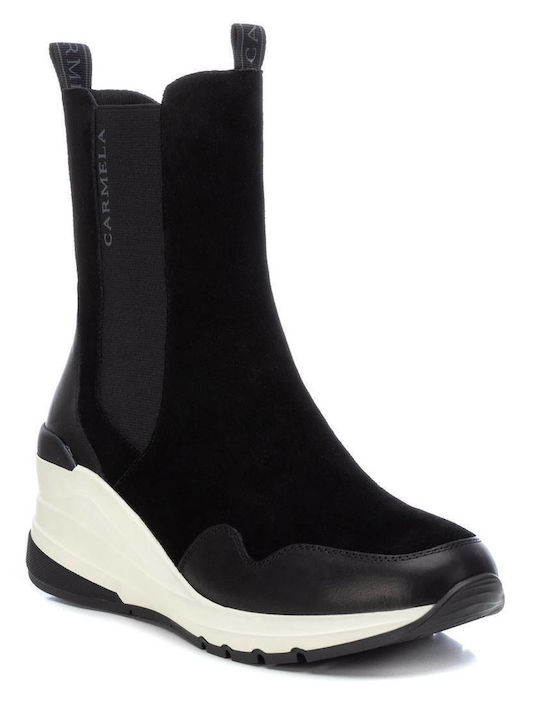 Leder Stiefeletten Damen Schwarz