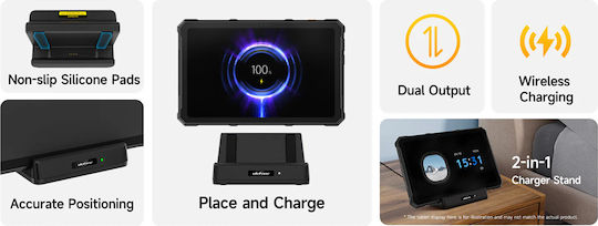 Ulefone Armor Pad 4 Series Βάση Κινητού Αυτοκινήτου με Αντιολισθητική Επιφάνεια και Ασύρματη Φόρτιση Μαύρη