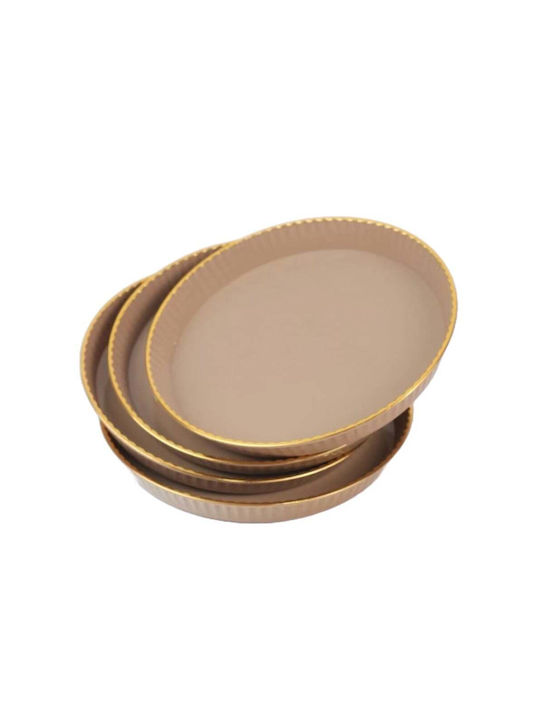 Set 4 Tăvi Rotunde de Servire Puf Ușor pentru Aperitive Dulci Bomboane 15 Cm Maro
