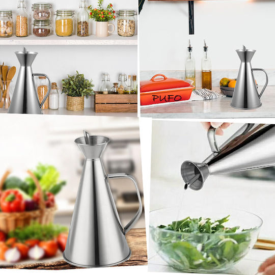 Elegant Stainless Steel Oil Vinegar Dispenser Handle 500 Ml Elegant Stainless Steel Oil Vinegar Dispenser Handle 500 Ml