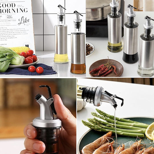 Pufo Taste Glasspender-Set Öl Essig 300 ml Silber