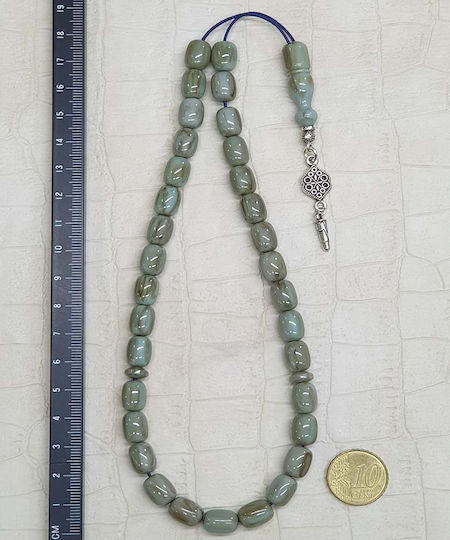 Roloi Komboloi Mastic Worry Beads with 33 Beads Gray 31cm
