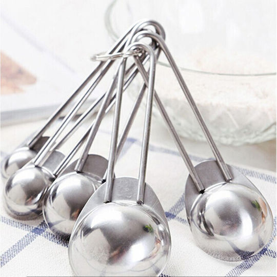 Set 4 Metal Measuring Spoons In Different Sizes Measuring Ingredients Spices Silver