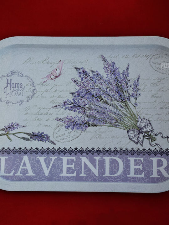 Metallic Serving Plate Pufo Sweet Home Lavender for Desserts Pastries and Appetizers 40 x 29 cm