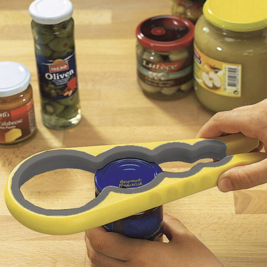 Universal Jar Opener Pufo Opening Caps Jars 22 Cm Yellow Grey