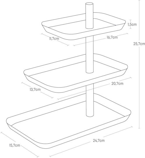 Yamazaki Glass Dessert Tower Stand with 3 Tiers White 16x25x25.5cm