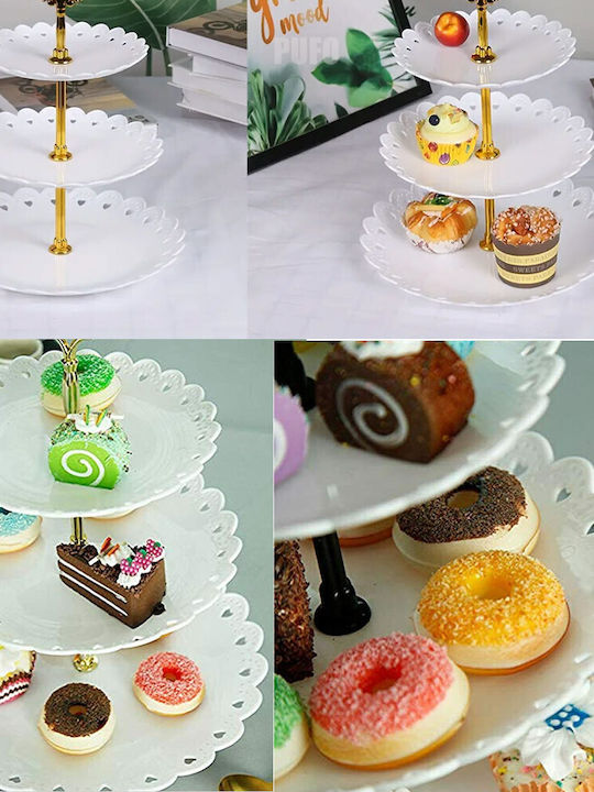 3-tiered Puffo Cookies Fruit Stand Cakes Desserts Fruits Appetizers 34 X 27 Cm White